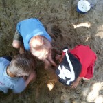Collin, Reed, and Zach in the sandbox