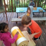 Nerissa, Cooper, and Rock on the lathe