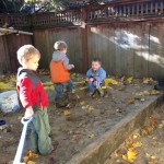 Zach, Reed, and Oscar in the sandbox